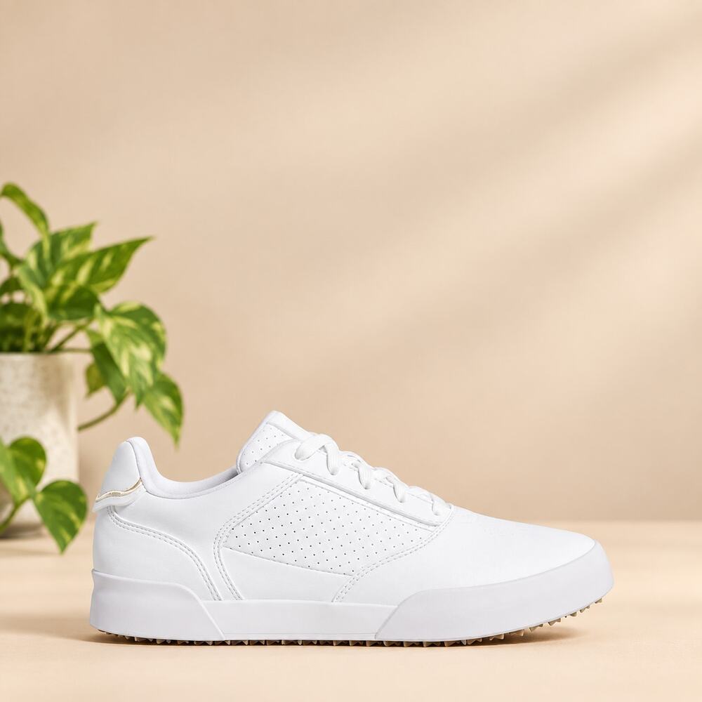 USED adidas Retrocross Women's Spikeless Golf Shoes White/Sand/Gum Size 9